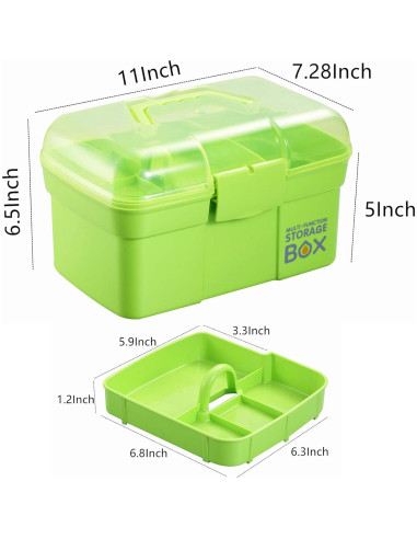 Caja de Almacenamiento Kinsorcai 28 cm Verde con Bandeja Extraíble