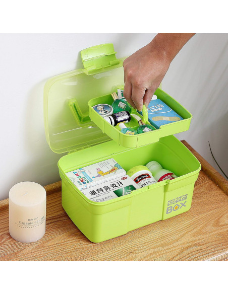 Caja de Almacenamiento Kinsorcai 28 cm Verde con Bandeja Extraíble