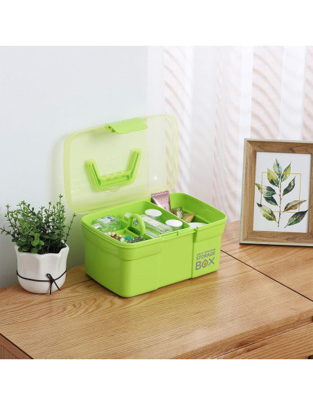 Caja de Almacenamiento Kinsorcai 28 cm Verde con Bandeja Extraíble