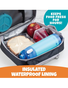 Bolsa de Almuerzo Aislada Bentology Azul y Gris con Soporte 2