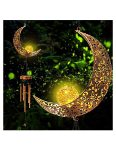 Campanas de Viento Solares KelvinLux Luna con Luz Cálida