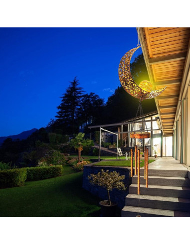 Campanas de Viento Solares KelvinLux Luna con Luz Cálida