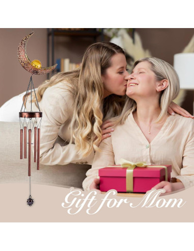 Campanas de Viento Solares KelvinLux Luna con Luz Cálida