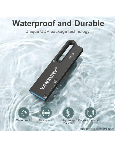 Vansuny 5 Pack USB 3.0 64GB Metal Impermeable Alta Velocidad