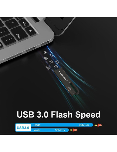 Vansuny 5 Pack USB 3.0 64GB Metal Impermeable Alta Velocidad Vansuny 5 Pack USB 3.0 64GB Metal Impermeable Alta Velocidad