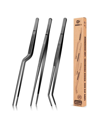 Juego de Pinzas de Cocina BUNDLEPRO 25.4 cm Acero Inoxidable Negro