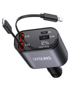 Cargador de Coche Rápido 20W Shiyue con 2 Cables Lightning 80cm