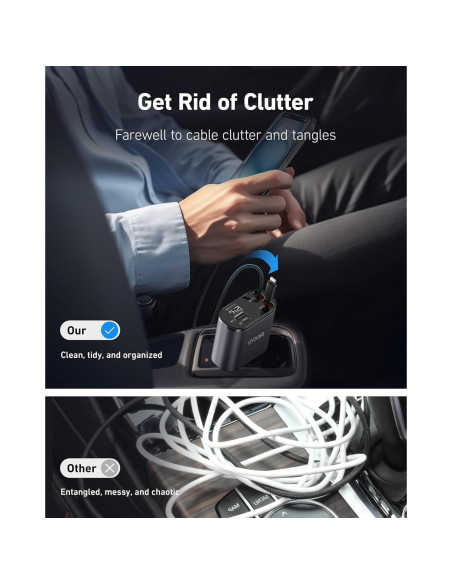 Cargador de Coche Rápido 20W Shiyue con 2 Cables Lightning 80cm Cargador de Coche Rápido 20W Shiyue con 2 Cables Lightning 80cm