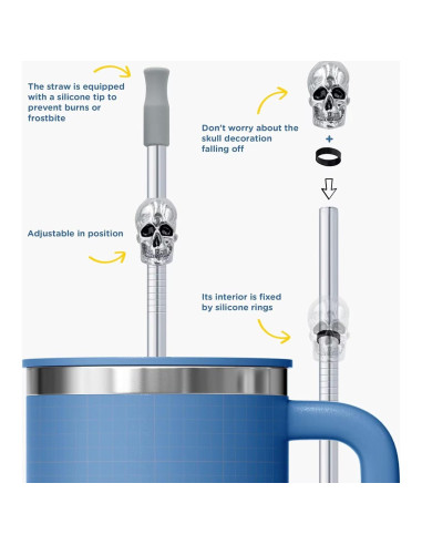 Popotes de Acero Inoxidable Homestia Set de 4 Calaveras 26.67 cm