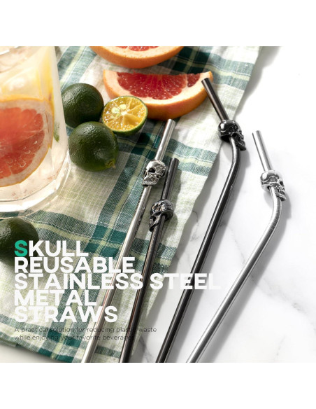 Popotes de Acero Inoxidable Homestia Set de 4 Calaveras 26.67 cm