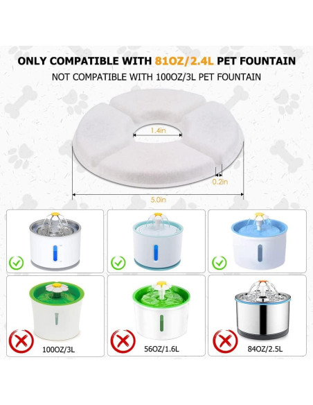 Filtros de Reemplazo para Fuente de Mascotas Comsmart - 8 Piezas