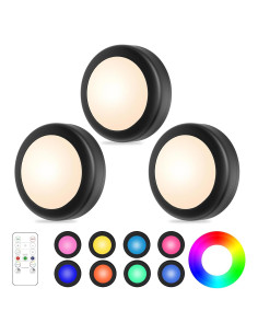 Luces LED Puck Yiliaw 3 Paquetes Control Remoto 16 Colores