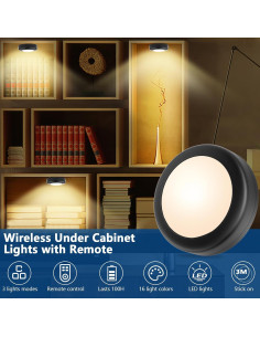 Luces LED Puck Yiliaw 3 Paquetes Control Remoto 16 Colores 2