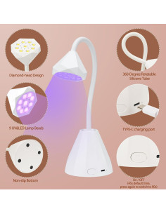 Lámpara de Uñas LED UV Recargable ShineCai M1 27W Portátil 2