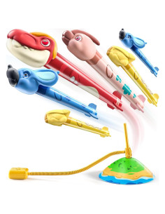 Lanzador de Cohetes Dinosaurio TEMI - 6 Cohetes, 30 m, Juguete Infantil