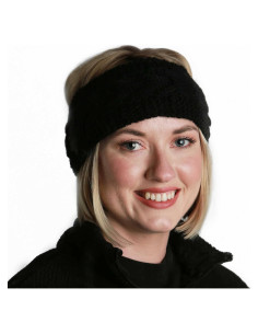 Diadema Ancha de Lana Negra Hecha a Mano - Comercio Ético