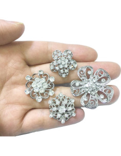 Ezing Lote 36 Broches de Cristal en Forma de Flor para Boda 2