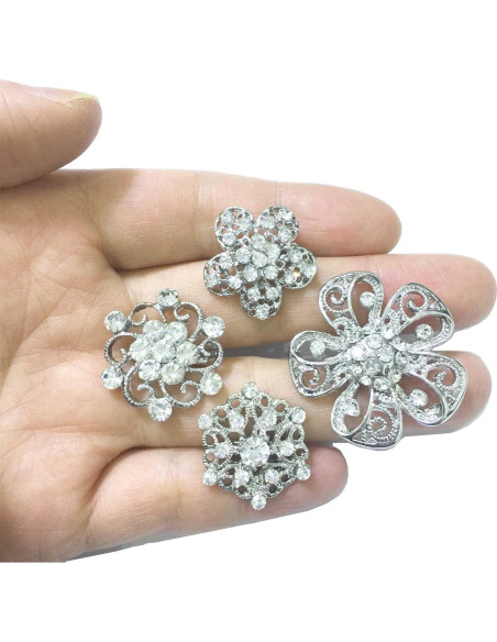 Ezing Lote 36 Broches de Cristal en Forma de Flor para Boda
