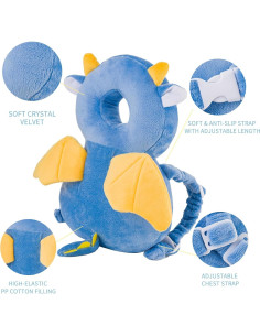 Mochila Protectora de Cabeza para Bebé Dragón Acolchada 2
