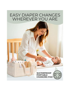 Organizador de Pañales Toodly Beige con Almohadilla y Pañuelo Oso 2