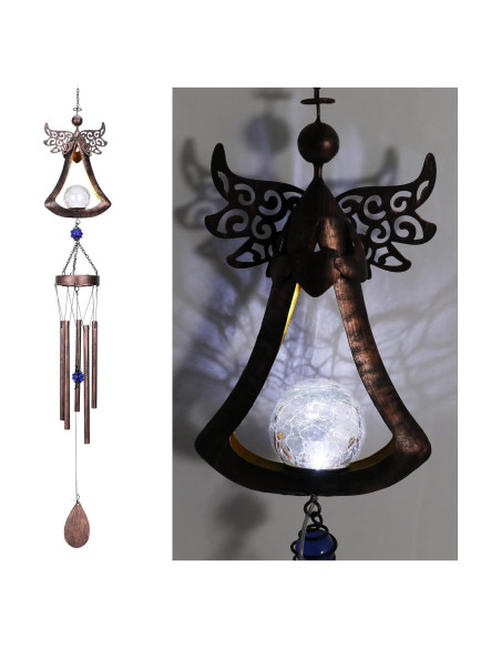 Campana de Viento Solar Taman Ángel 106.68 cm LED Decorativa