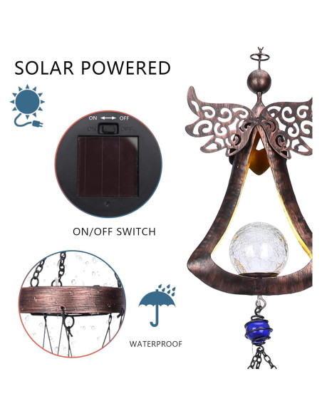 Campana de Viento Solar Taman Ángel 106.68 cm LED Decorativa