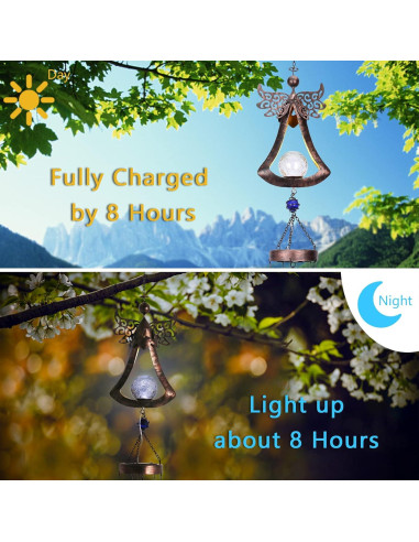 Campana de Viento Solar Taman Ángel 106.68 cm LED Decorativa