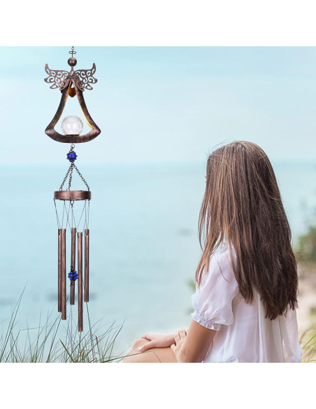 Campana de Viento Solar Taman Ángel 106.68 cm LED Decorativa