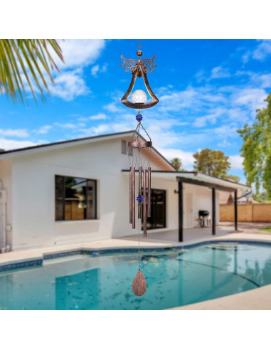 Campana de Viento Solar Taman Ángel 106.68 cm LED Decorativa