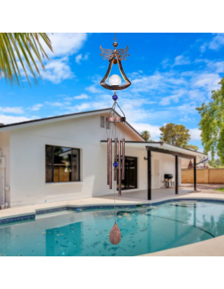 Campana de Viento Solar Taman Ángel 106.68 cm LED Decorativa