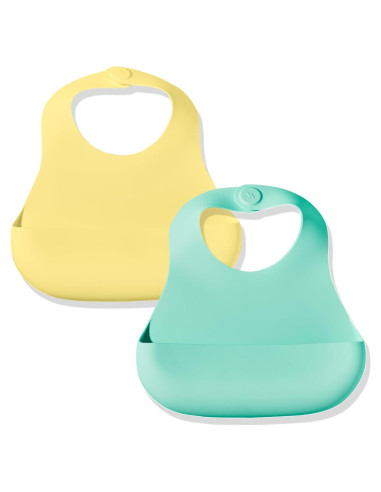 Baberos de Silicona Magnéticos 2-Pack Grado Alimenticio Bebé