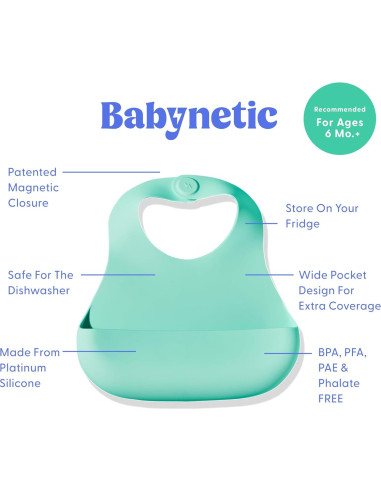 Baberos de Silicona Magnéticos 2-Pack Grado Alimenticio Bebé