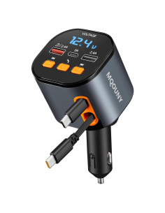 Cargador de Coche Retráctil 5 en 1 MQOUNY 90W USB-C