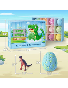 Bolas de Baño Orgánicas CalmNFiz con Juguetes de Dinosaurio - 12 Unidades 2