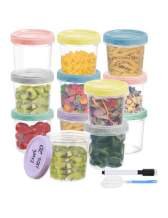 12 Contenedores de Plástico 16 oz Yomarket con Tapas Reutilizables