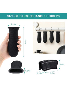 Conjunto de 8 Soportes de Silicona Patelai para Ollas - Negro 2