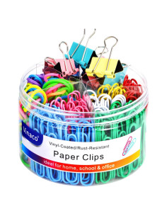 Vinaco 300PCS Clips de Papel y Carpeta Coloridos Variados