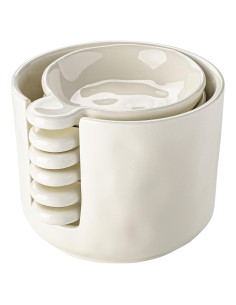 Juego de Soporte de Cuchara Cerámica Crsiller 6 Piezas Crema Amarillo