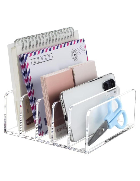 Organizador de Escritorio Acrílico BEYGORM 5 Compartimentos Transparente