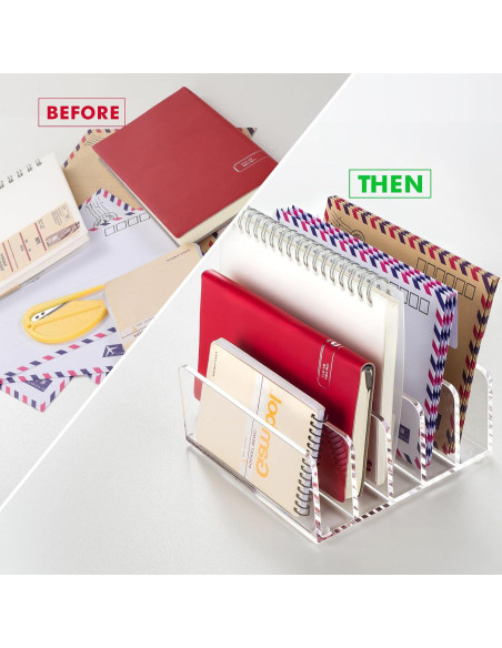 Organizador de Escritorio Acrílico BEYGORM 5 Compartimentos Transparente