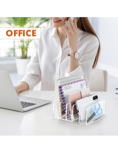 Organizador de Escritorio Acrílico BEYGORM 5 Compartimentos Transparente