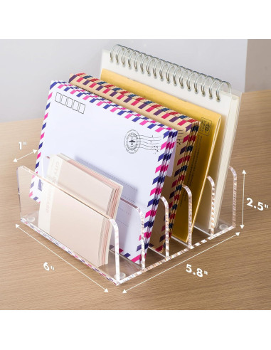 Organizador de Escritorio Acrílico BEYGORM 5 Compartimentos Transparente