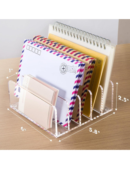 Organizador de Escritorio Acrílico BEYGORM 5 Compartimentos Transparente