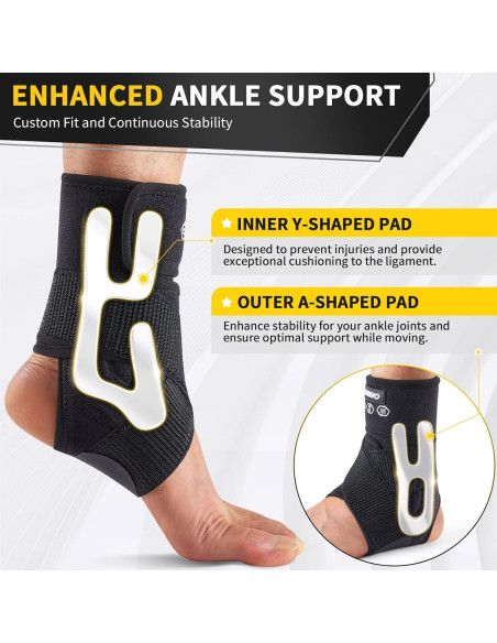 Faja para Tobillo CAMBIVO Negro Pequeño para Esguince y Tendinitis