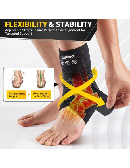 Faja para Tobillo CAMBIVO Negro Pequeño para Esguince y Tendinitis