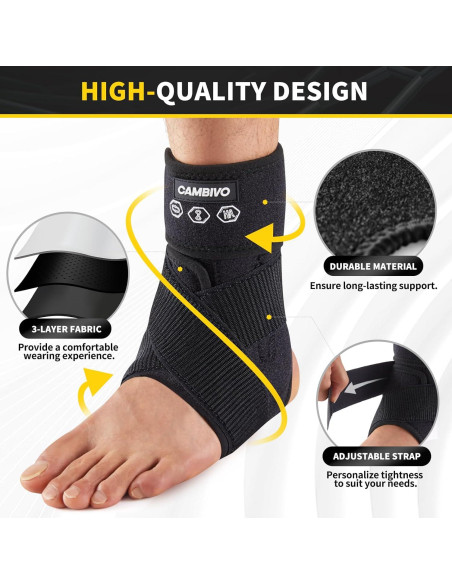 Faja para Tobillo CAMBIVO Negro Pequeño para Esguince y Tendinitis