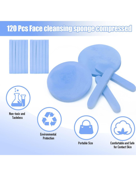 120 Esponjas Faciales Comprimidas Luxiv Multiusos para Limpieza