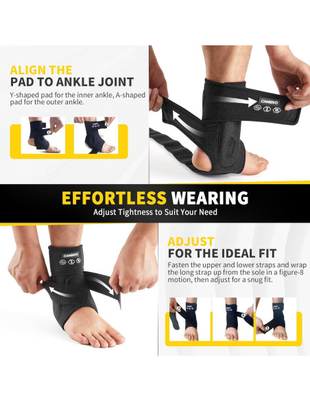 Faja para Tobillo CAMBIVO Negro Pequeño para Esguince y Tendinitis