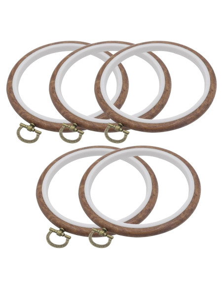 Kit de 5 Aros de Bordado Joyangy 12 cm Madera Imitada