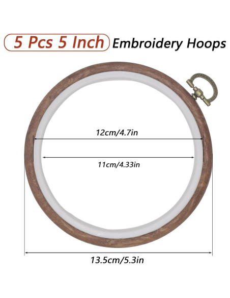 Kit de 5 Aros de Bordado Joyangy 12 cm Madera Imitada